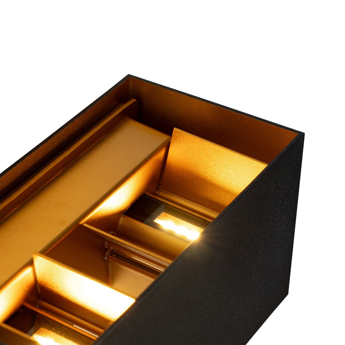 Buiten wandlamp zwart met goud incl. LED 4-lichts IP54 - Edwin