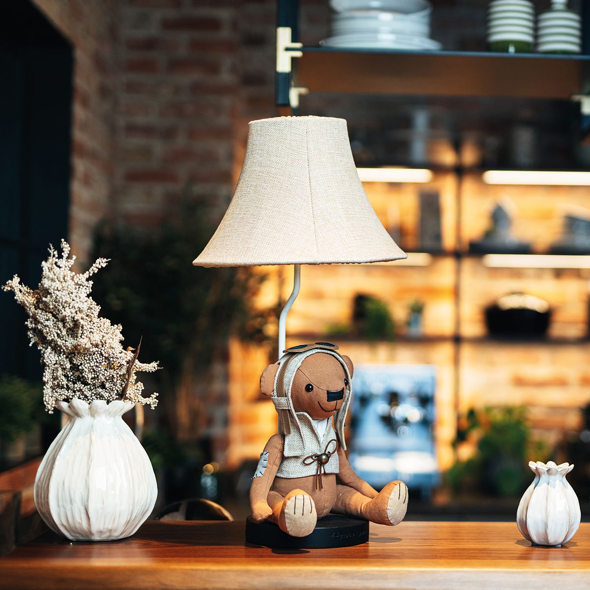 Kinder tafellamp beer bruin incl LED - Charles