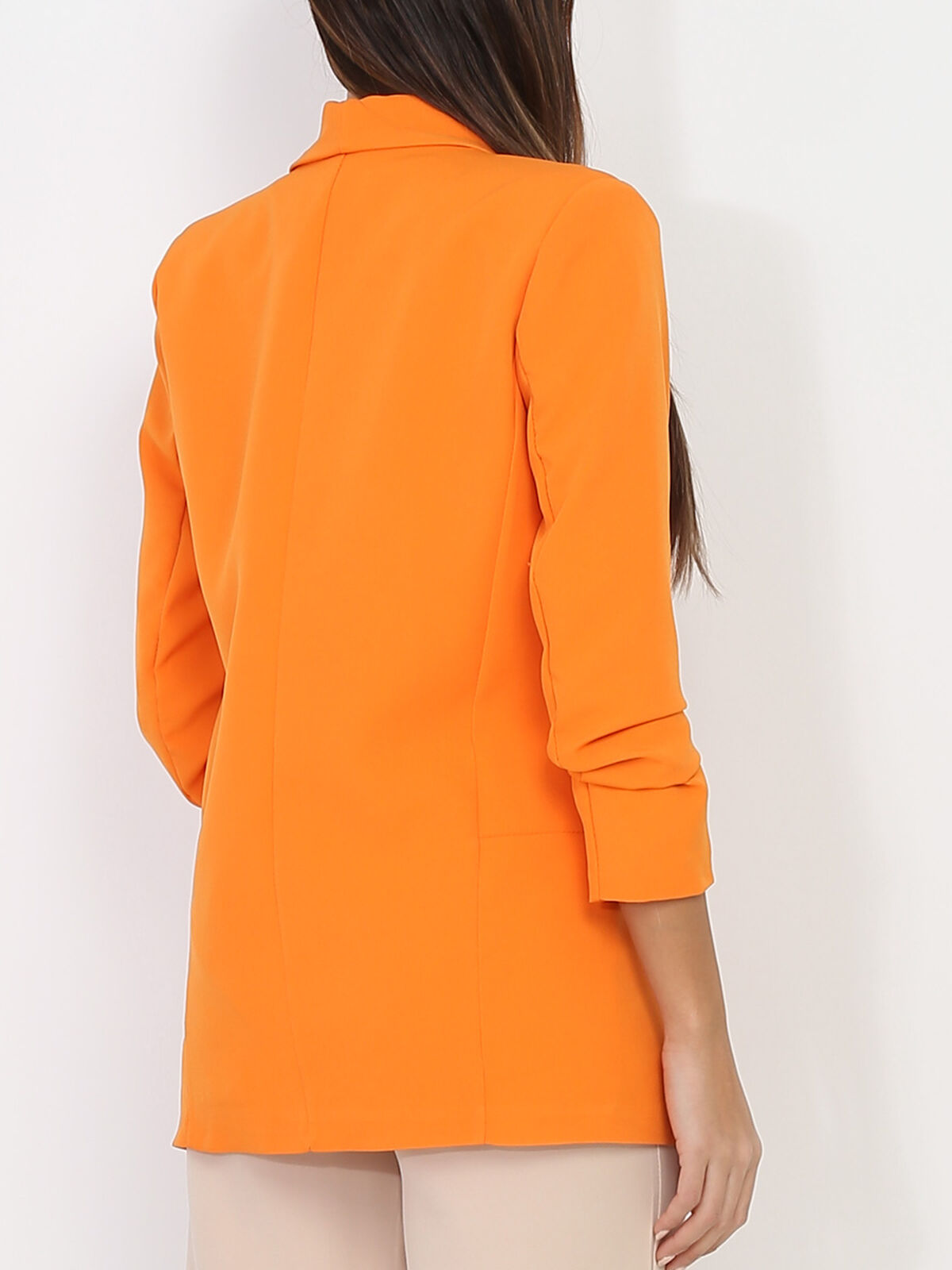 Veste blazer à manches retroussées- orange