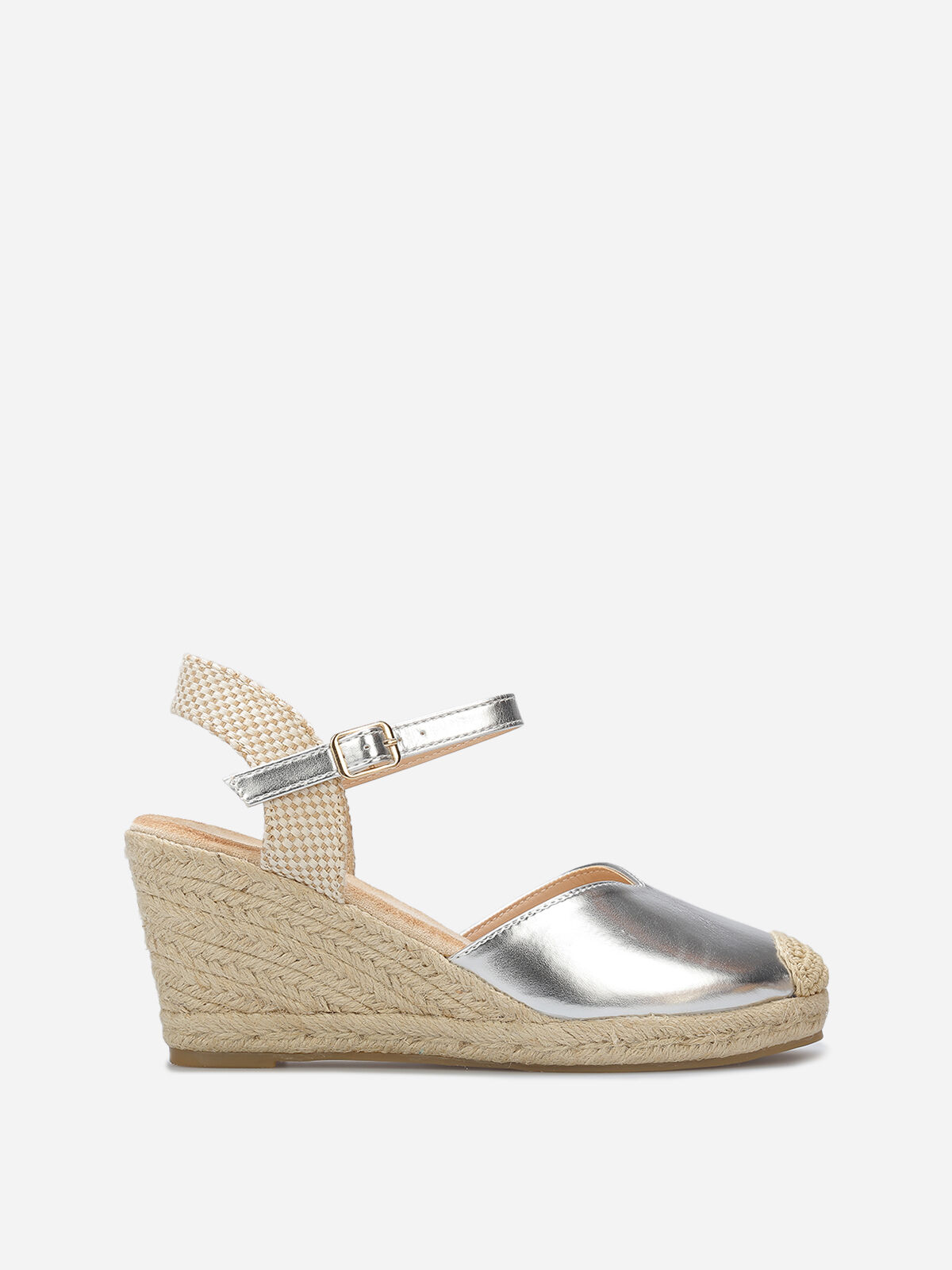 Espadrilles compensées en simili- Argenté