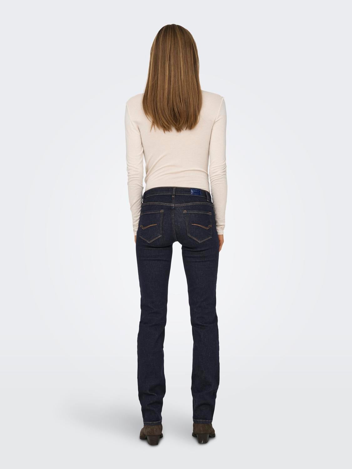 ONLALICIA Mittlere Taille Gerade geschnitten Jeans Dark Blue Denim