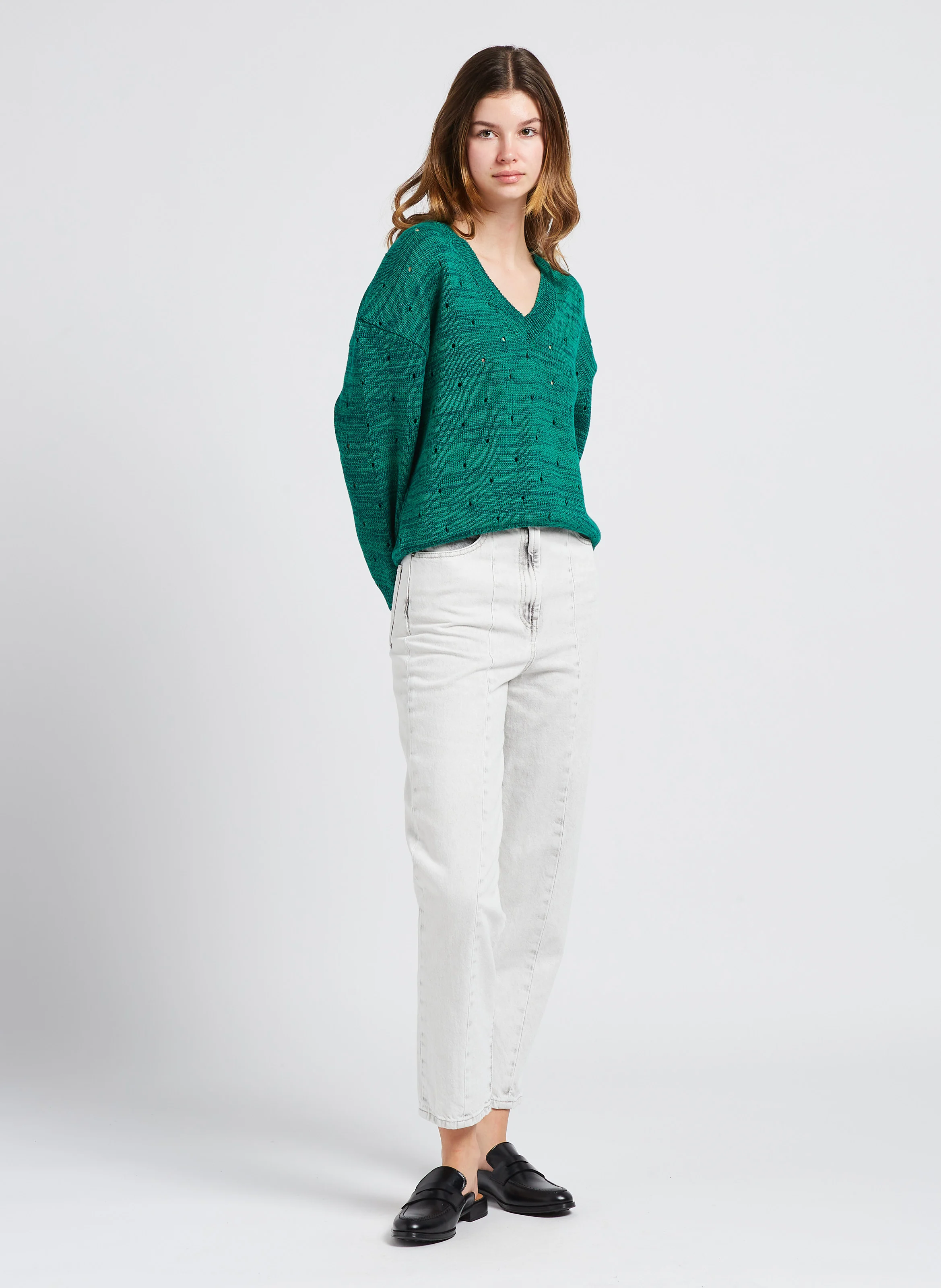 KEOLI - Jean mom taille haute en coton| Gris