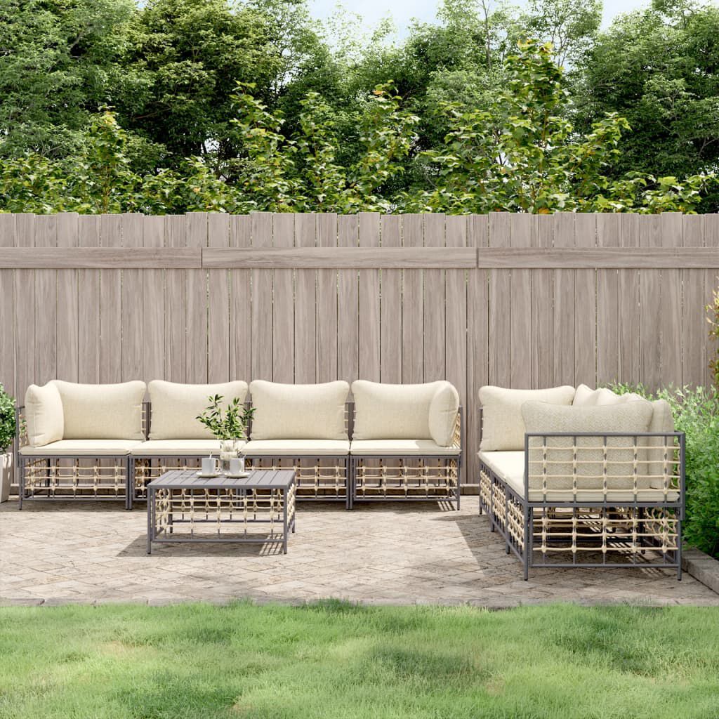 vidaXL 8-delige tuinloungeset met kussens, antraciet