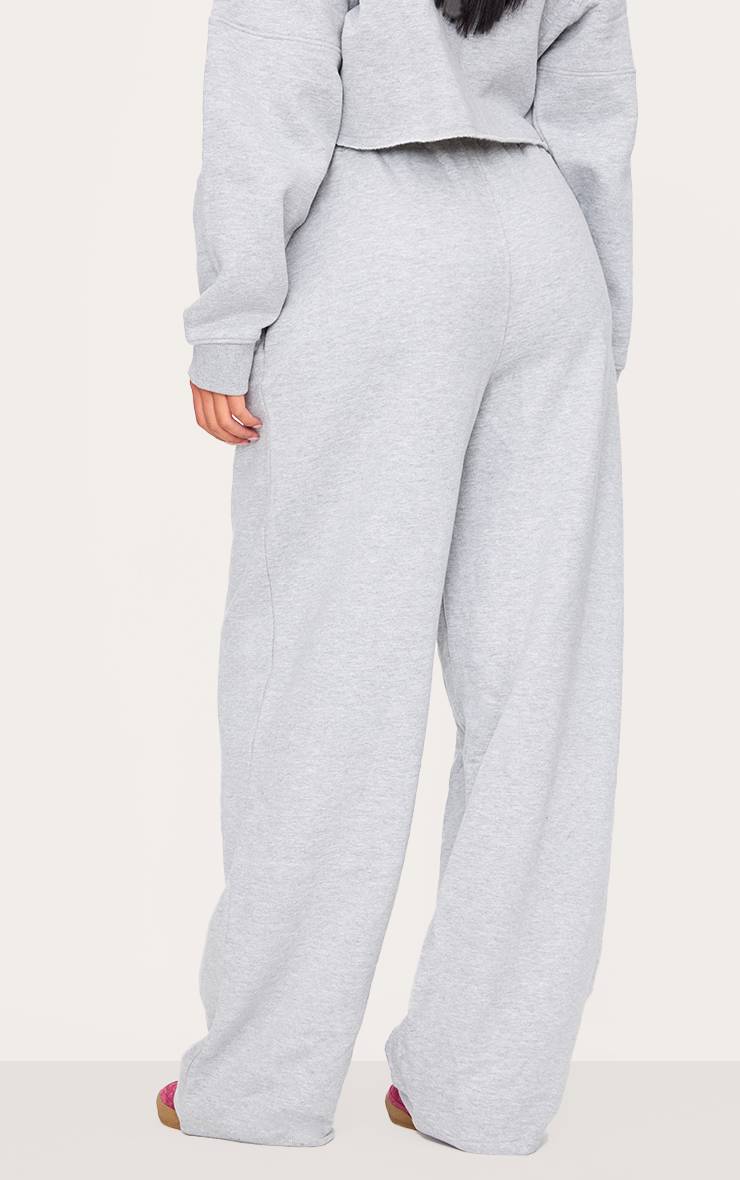 Gris Chiné Jogging Large Taille Haute