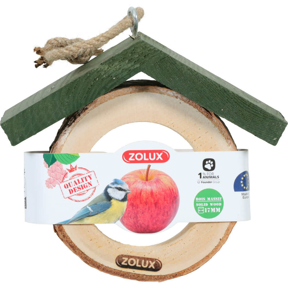 Support pour pomme en bois massif pour oiseaux