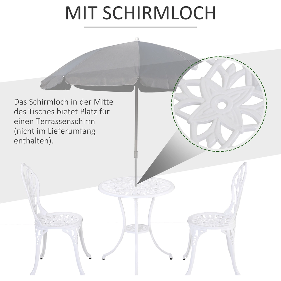 Outsunny Gartenmöbel-Set mit Blumen Design weiß