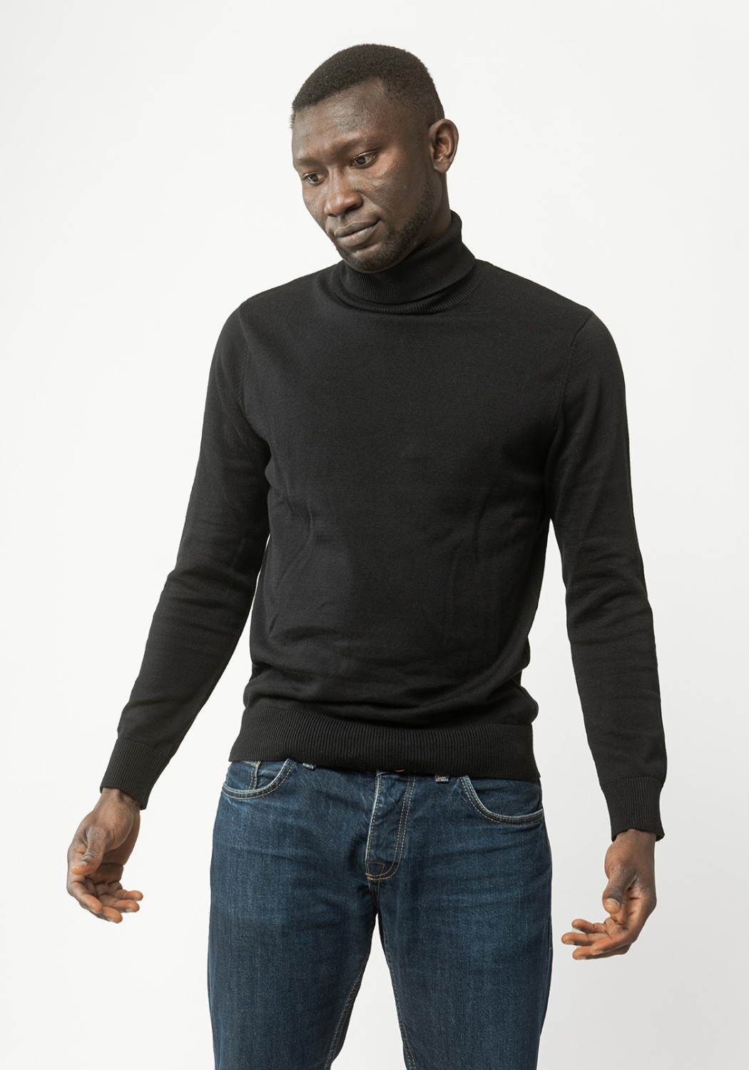 Mela Feinstrick Rollkragenpullover Kanja Schwarz
