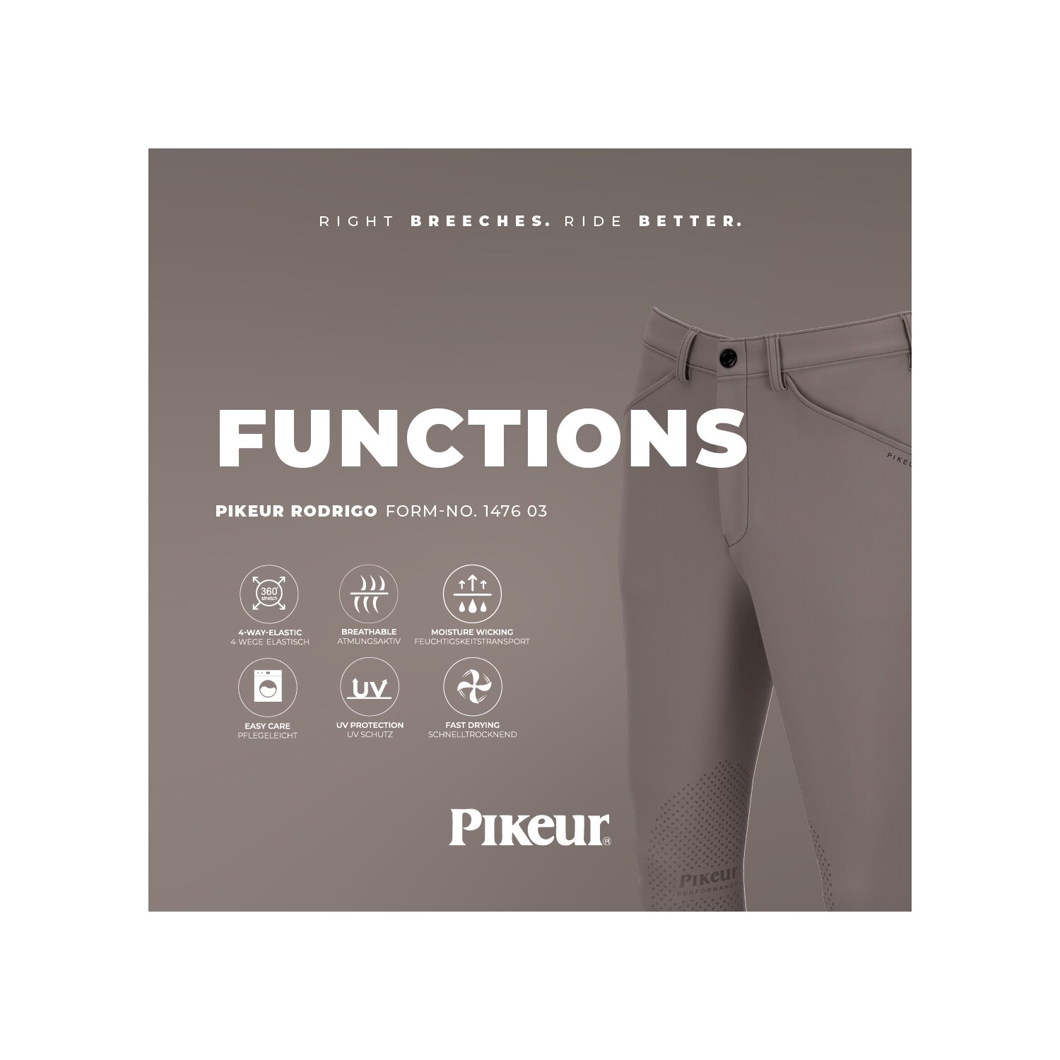 PIKEUR Sports Collection Kniebesatz-Reithose New Rodrigo - steel grey