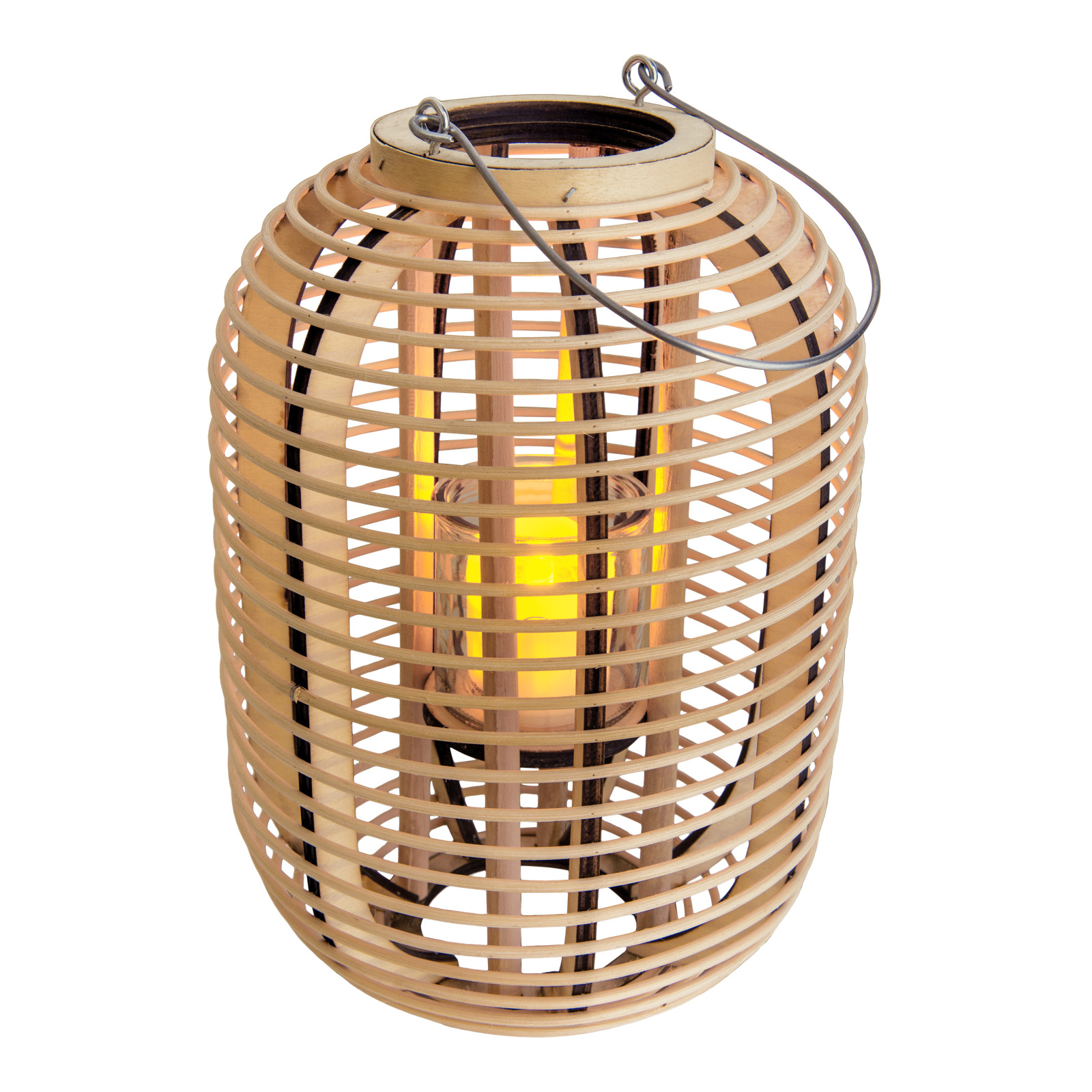 Korb-Dekoleuchte KORBINIAN - natur - mit Solar-LED-Kerze