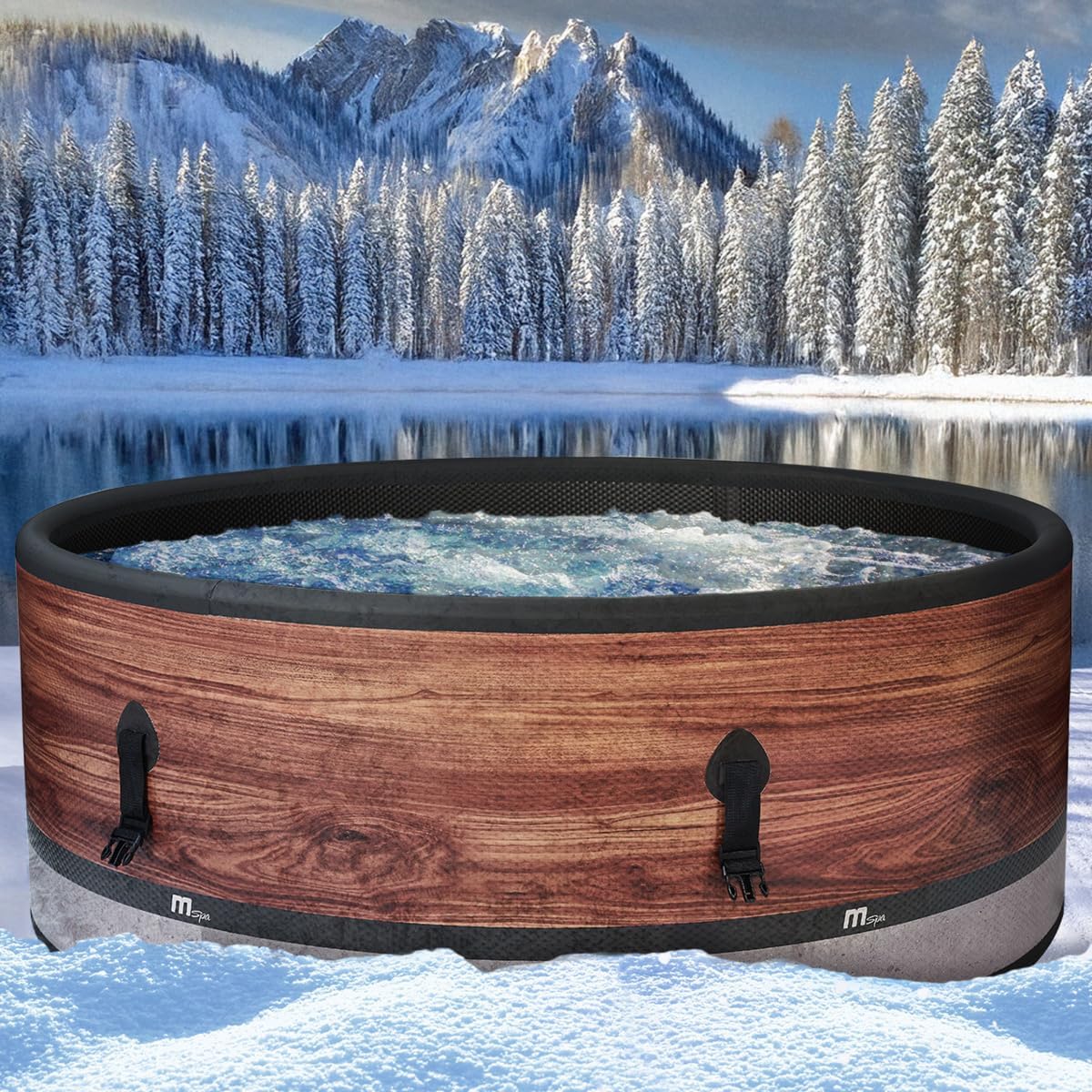 BRAST Whirlpool aufblasbar MSpa Frame Duet Eco für 6 Personen | Ø173x65cm | 138 Massagedüsen in 3 Intensitäten | In- Outdoor Pool | Ganzjähriger Einsatz Winterfest | einfache Steuerung per App