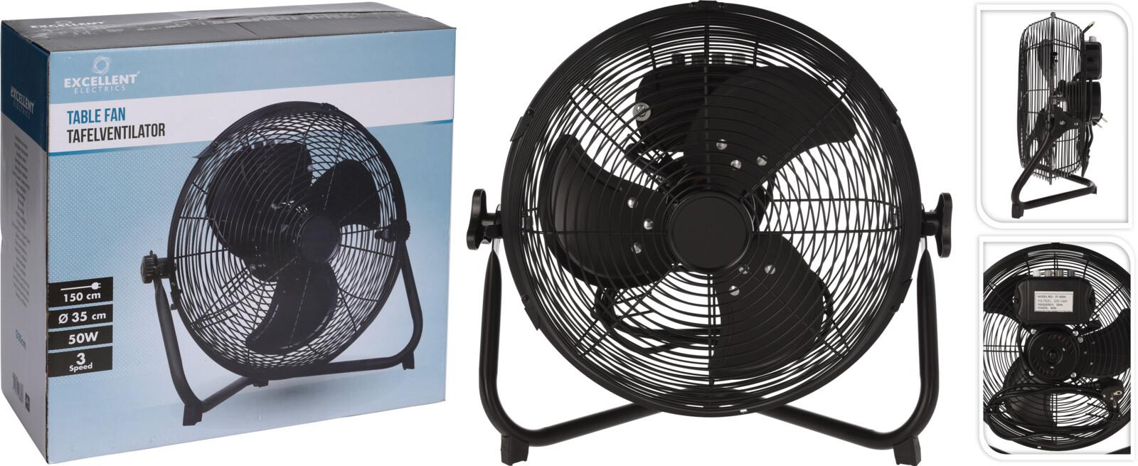 VENTILATEUR TABLE 35X20X40CM METAL NOIR 3 VITESSES 40W