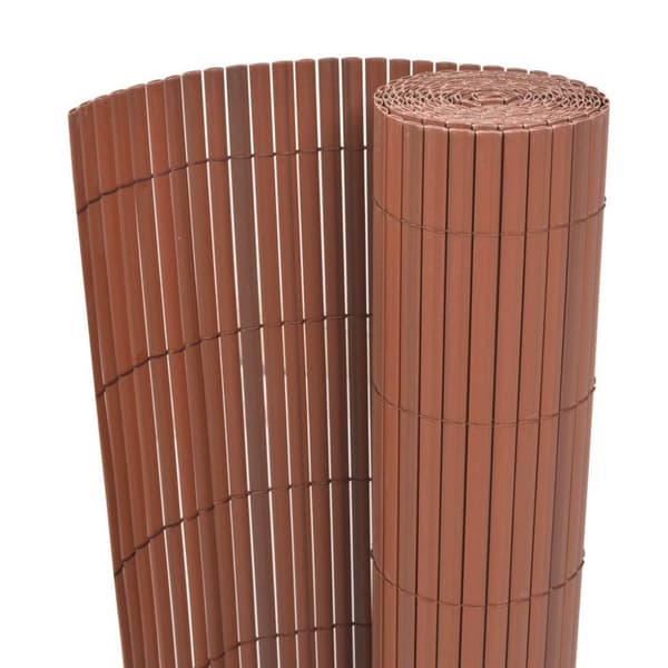 vidaXL Dobbelsidet hagegjerde PVC 90x300 cm brun