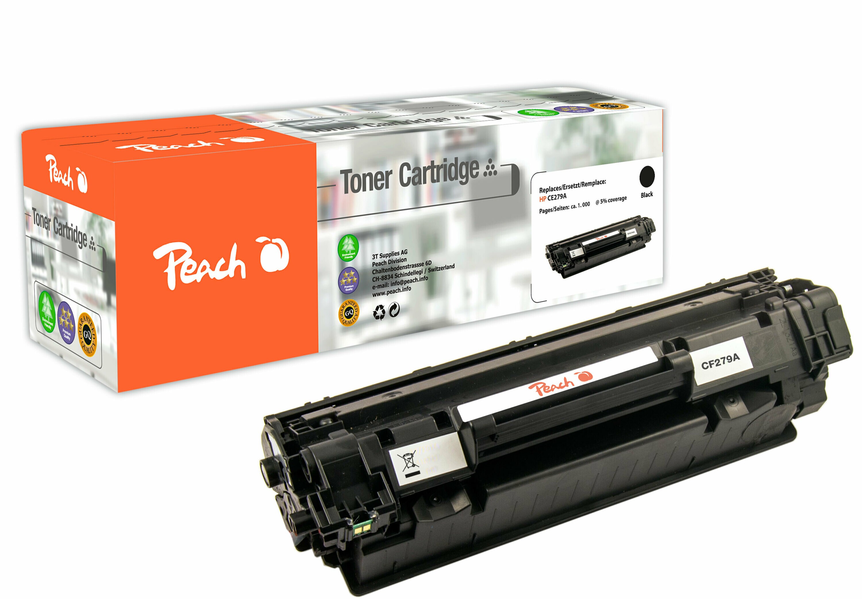 Peach HP 79 A Toner bk ersetzt HP No. 79A, CF279A für z.B. HP Laserjet Pro M 12, HP Laserjet Pro M 12 a, HP Laserjet Pro M 12 w (wiederaufbereitet)