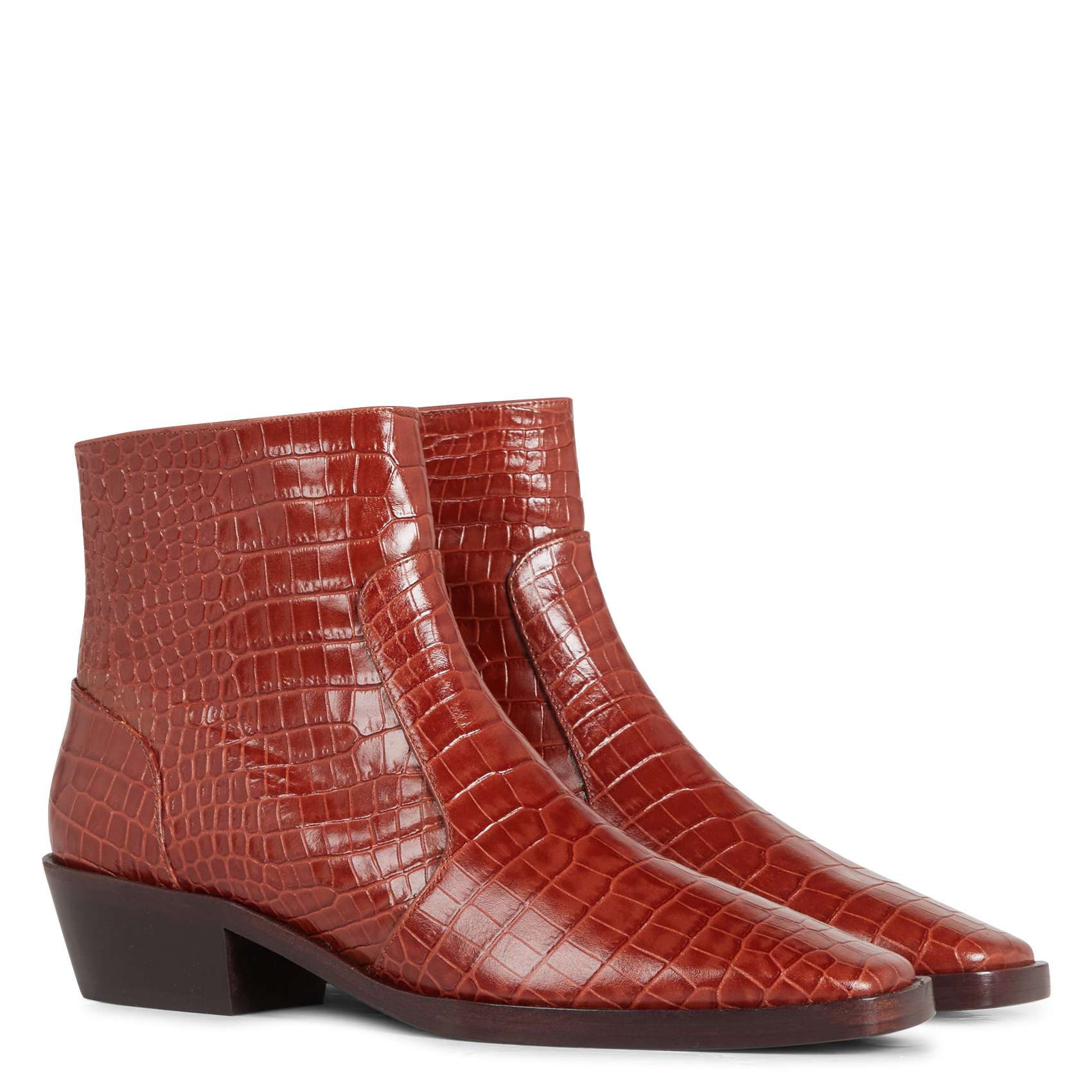 CROUSTY COCO - Bottines en cuir croco | Marron