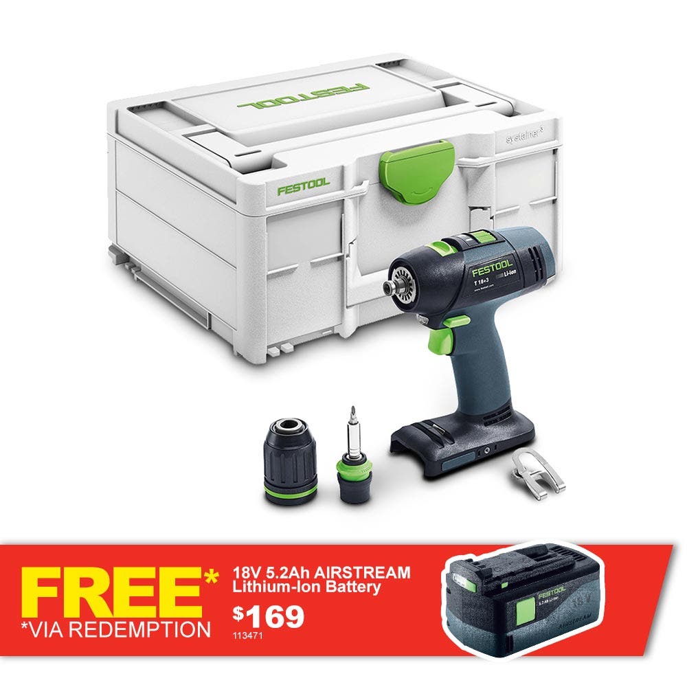 Furadeira FESTOOL T 18 sem escovas, 18V, 2 velocidades, em Systainer Skin 576448