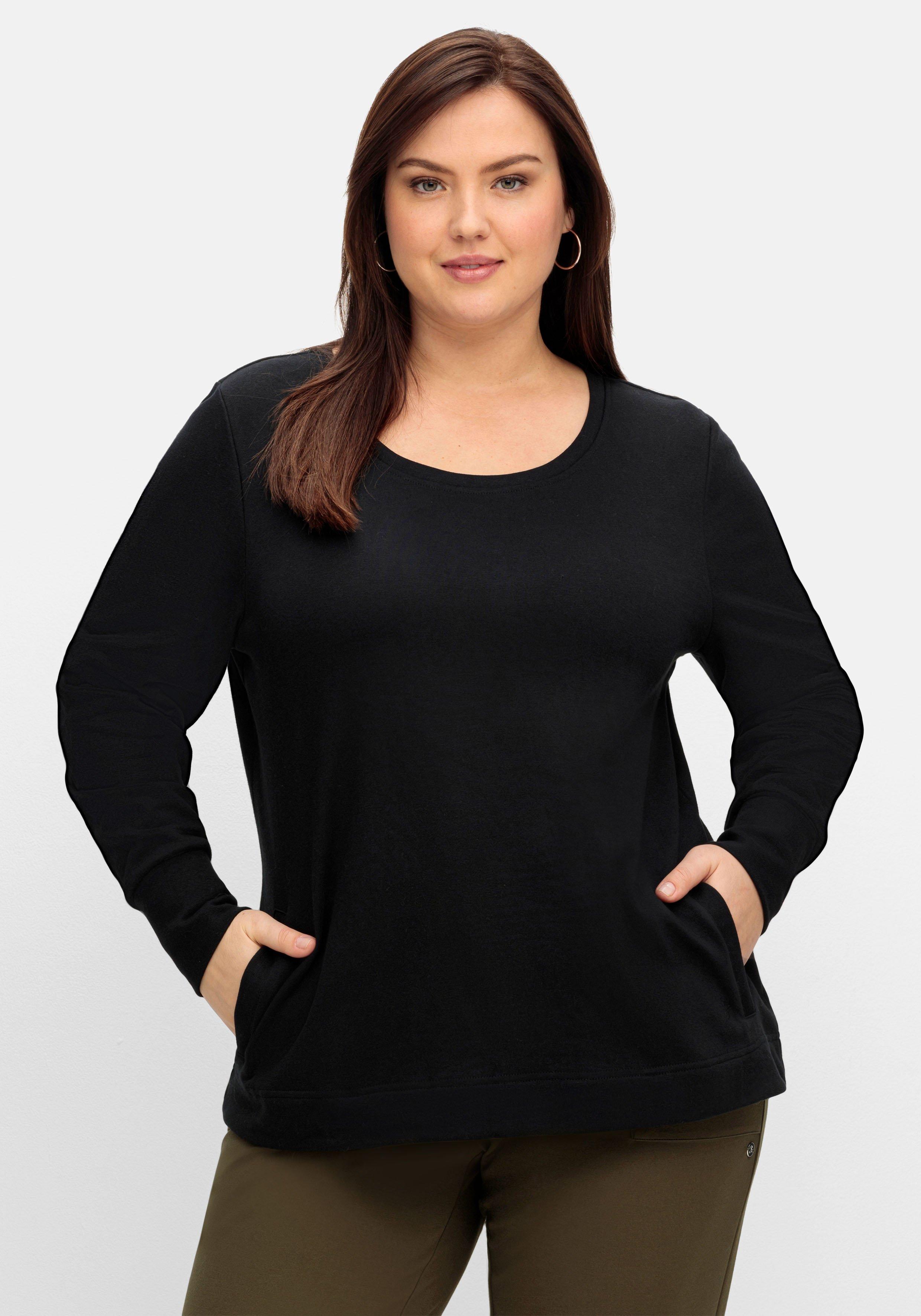 Sweatshirt mit Taschen und tiefem Rundhalsausschnitt