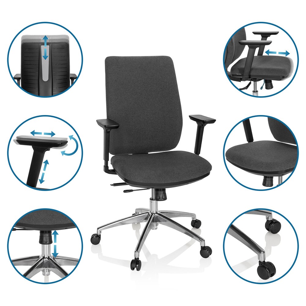 Profi Bürostuhl INTEGRIO I Stoff mit Armlehnen (höhenverstellbar) hjh OFFICE