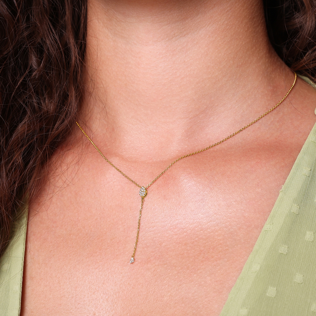 Collier mit Anhänger 750/18 K Gelbgold mit Diamanten 0.18 ct H/si
