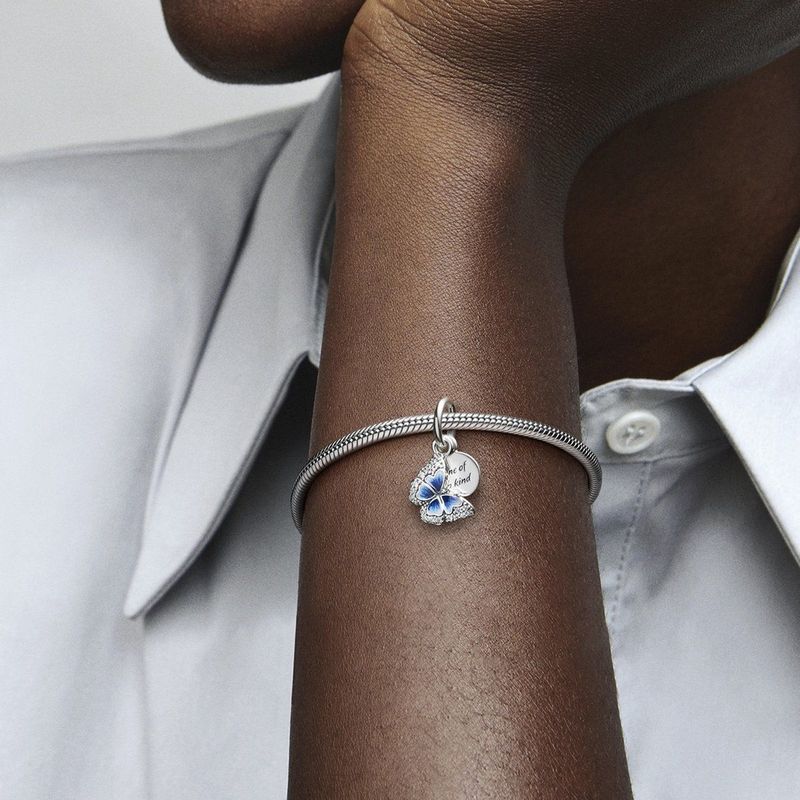 Pandora - 790757C01 - Hangende Bedel - Blauwe Vlinder & Citaat