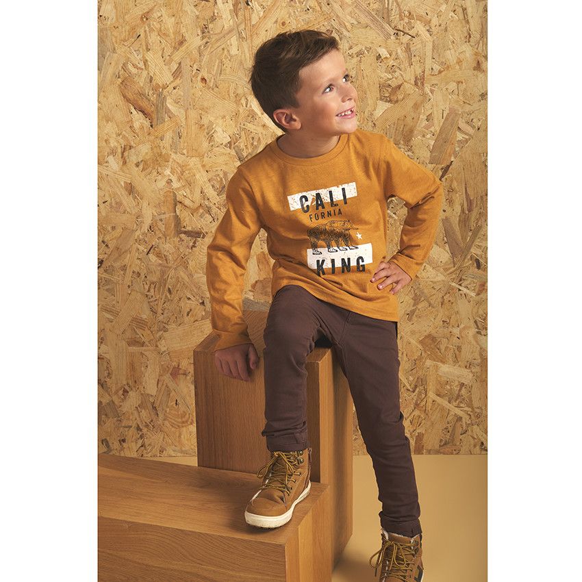T-shirt manches longues en coton jaune pour enfant garçon - Jaune