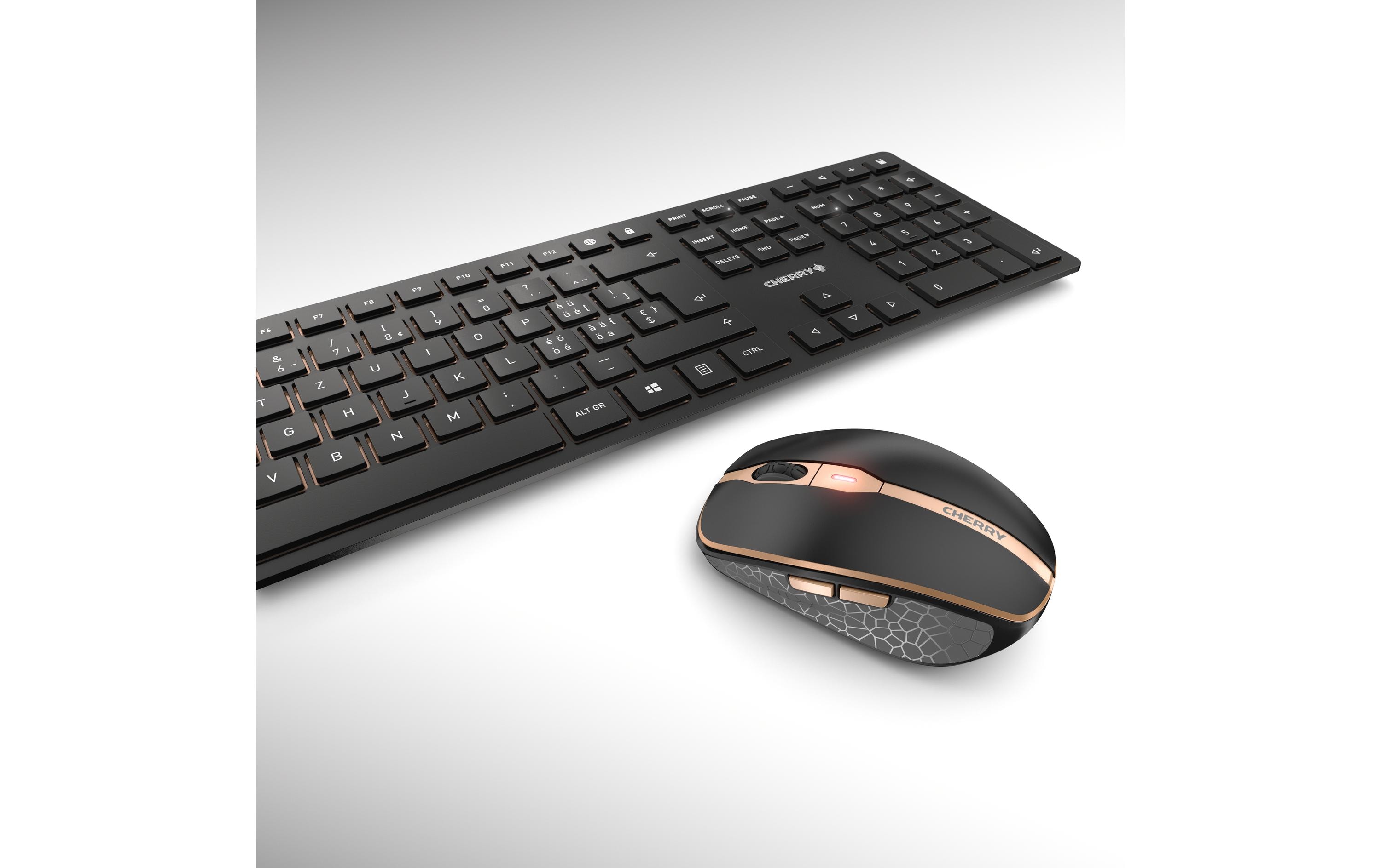 Tastatur-Maus-Set DW 9100 Slim Schwarz / Bronze<br>Hochwertiges und kabelloses Desktop-Set mit elegantem Deisgn