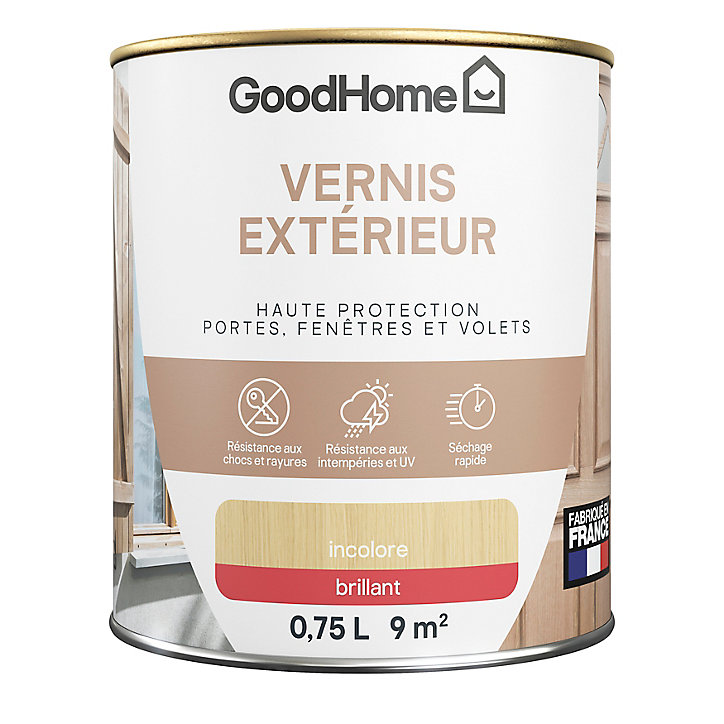 Vernis extérieur bois brillant incolore GoodHome 0,75L