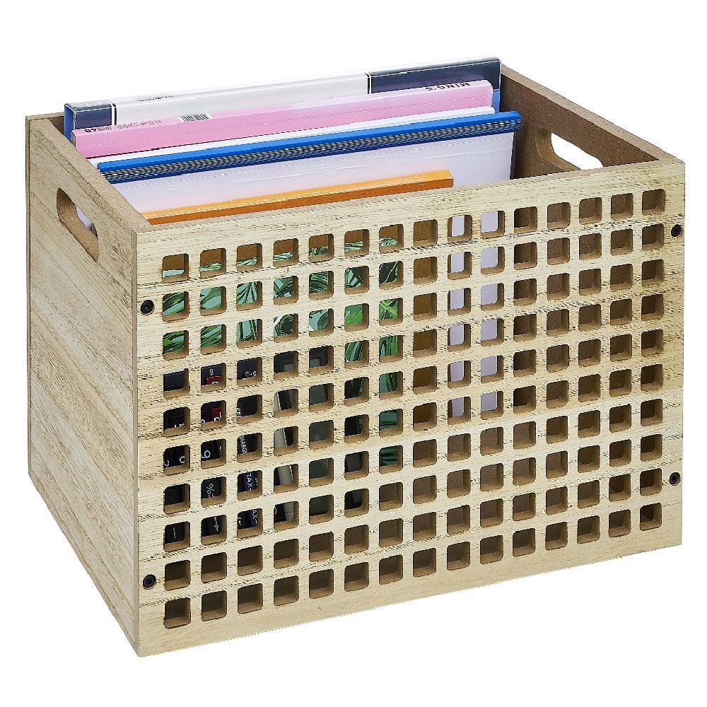 Range document en bois beige 26x33xH7cm