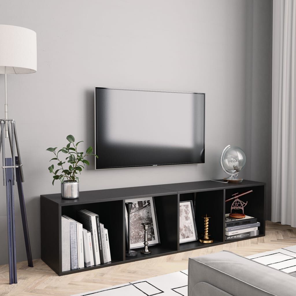 vidaXL Boekenkast/TV-meubel, Zwart, 143x30x36 cm