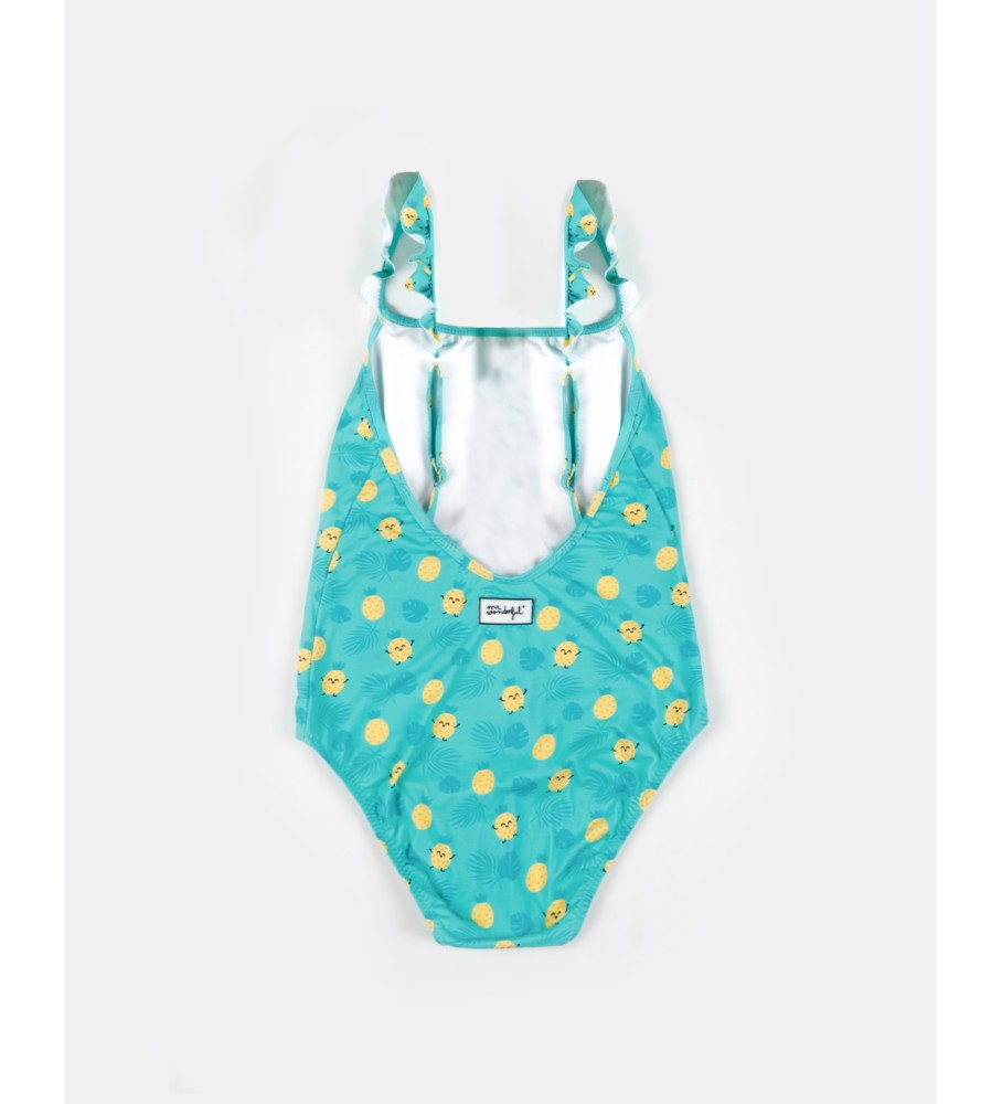 Maiô Aznar Innova turquesa com estampa de abacaxi