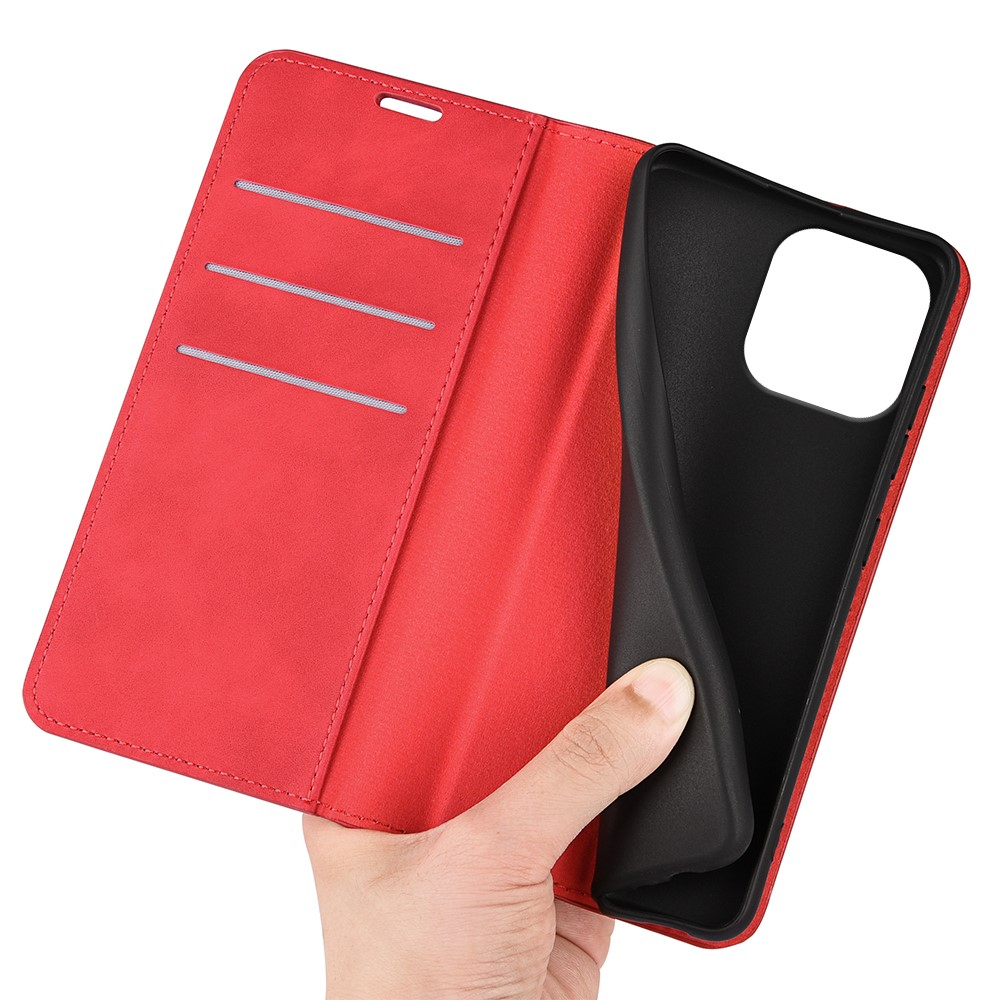 iPhone 16 Pro Max Vintage Leder Tasche Flip Cover Fashion Design - Rot