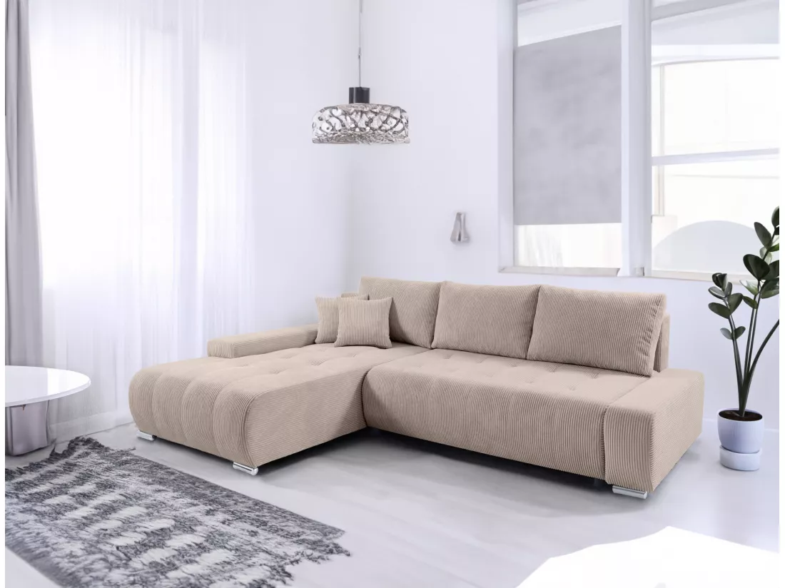 CANAPÉ D'ANGLE avec coffre de rangement Tragel L, beige