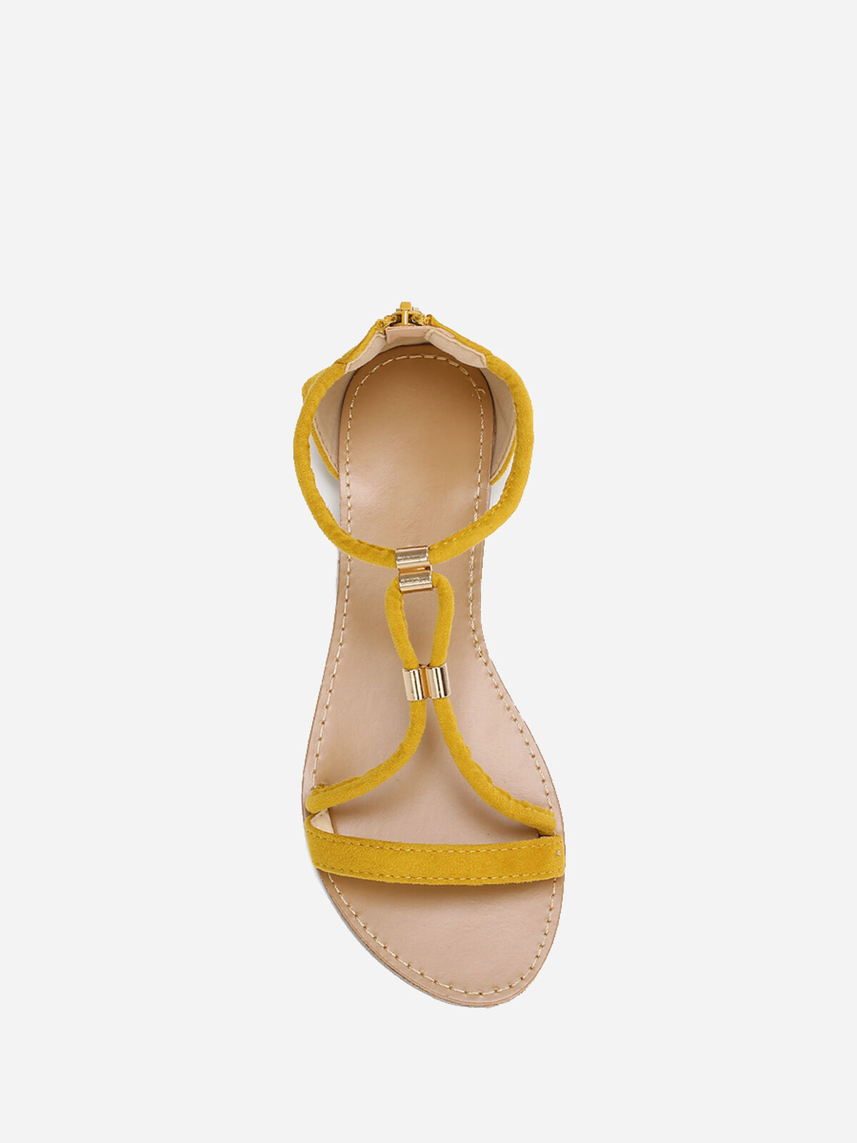 Sandales à brides détails métallisés- Jaune