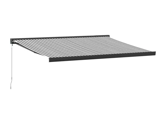 Auvent rétractable anthracite et blanc 4x3 m tissu et aluminium