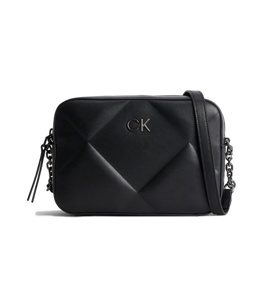 Bolsa transversal com aba acolchoada Calvin Klein preta