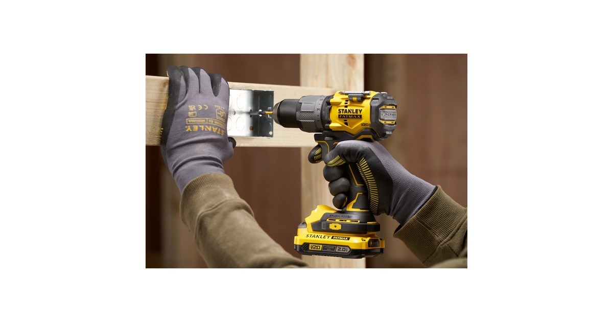 StanleyFATMAX V20 18V borstelloze schroefklopboormachine  (Geel/zwart, Accu en oplader niet inbegrepen)