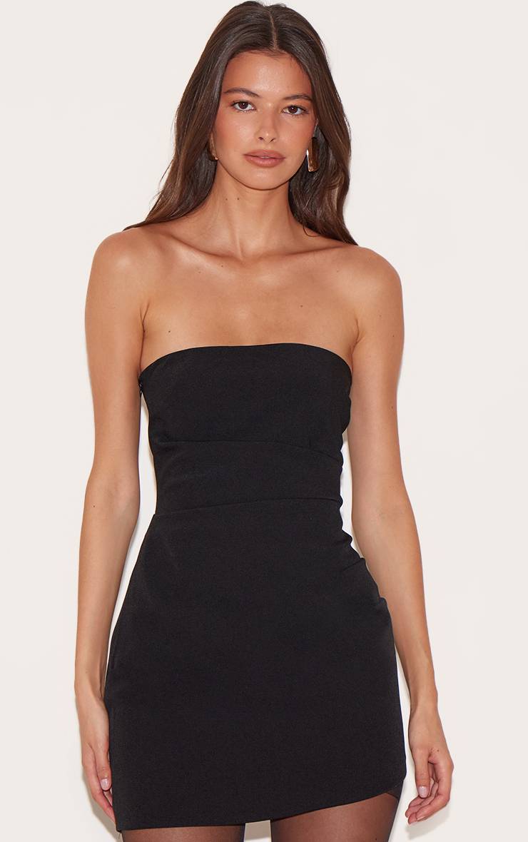 Noir Robe Mini Bandeau Froncée