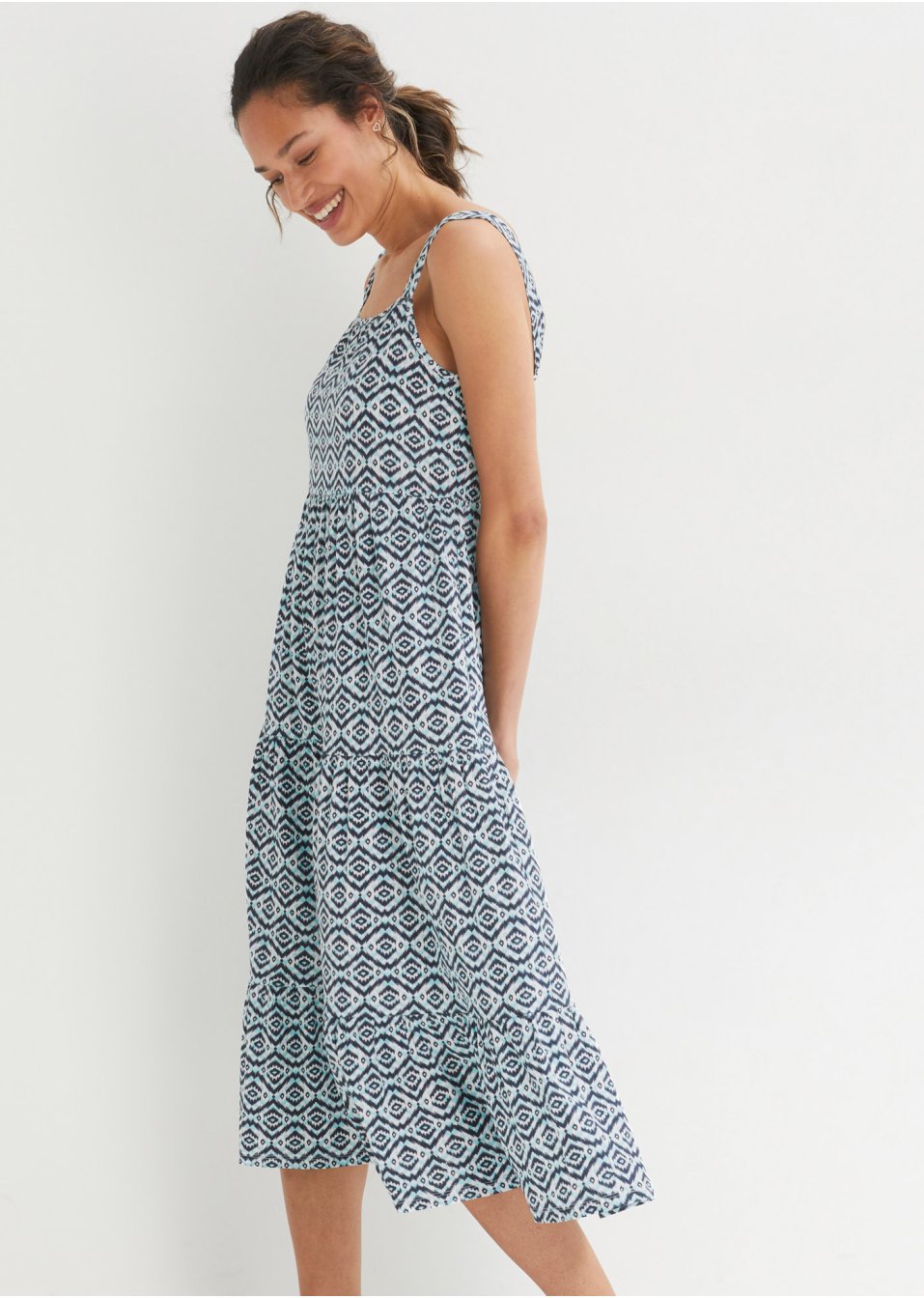 Robe midi en coton avec volants