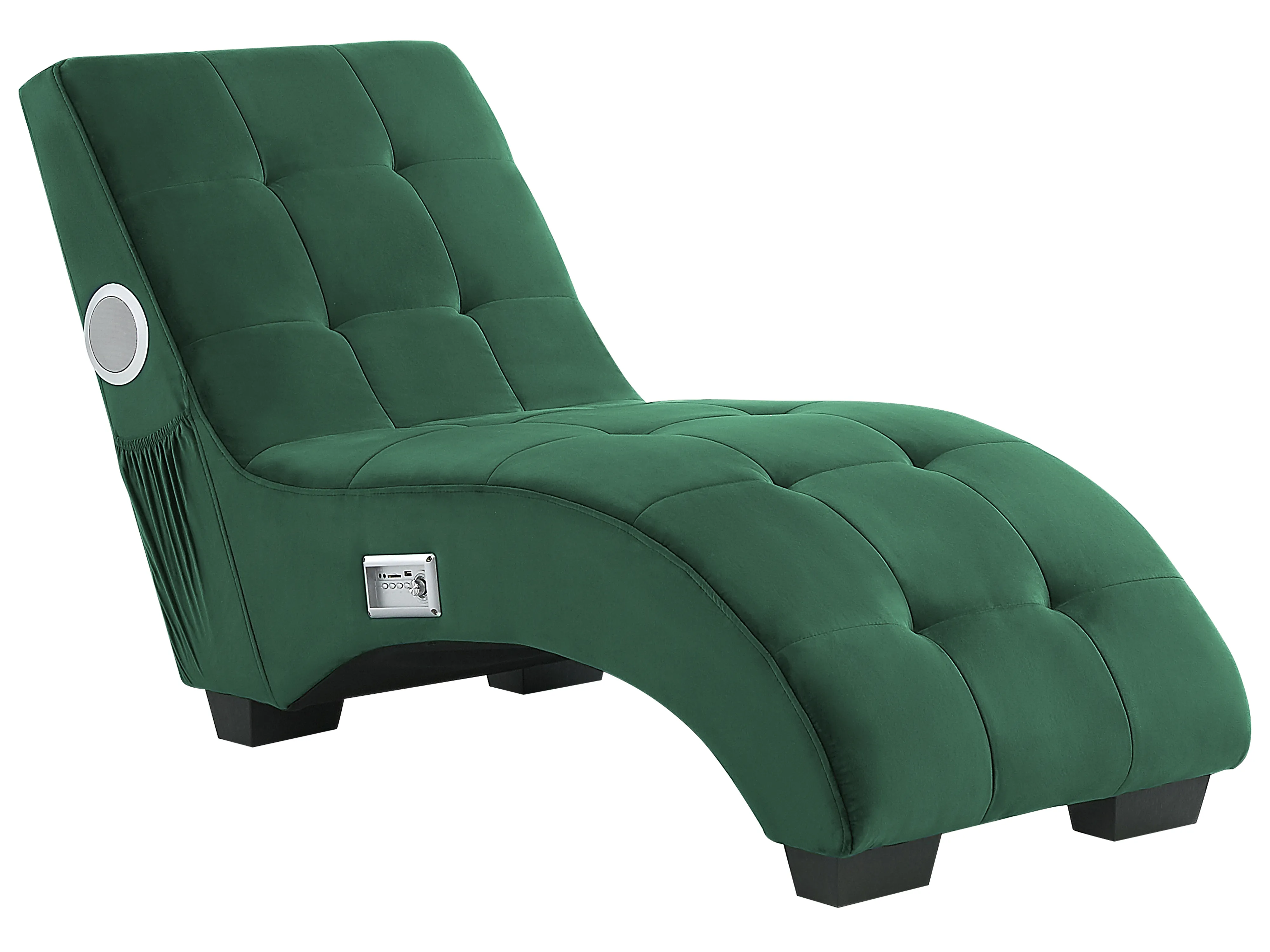 Chaise longue SIMORRE Fluweel Smaragdgroen met ingebouwde Bluetooth speaker