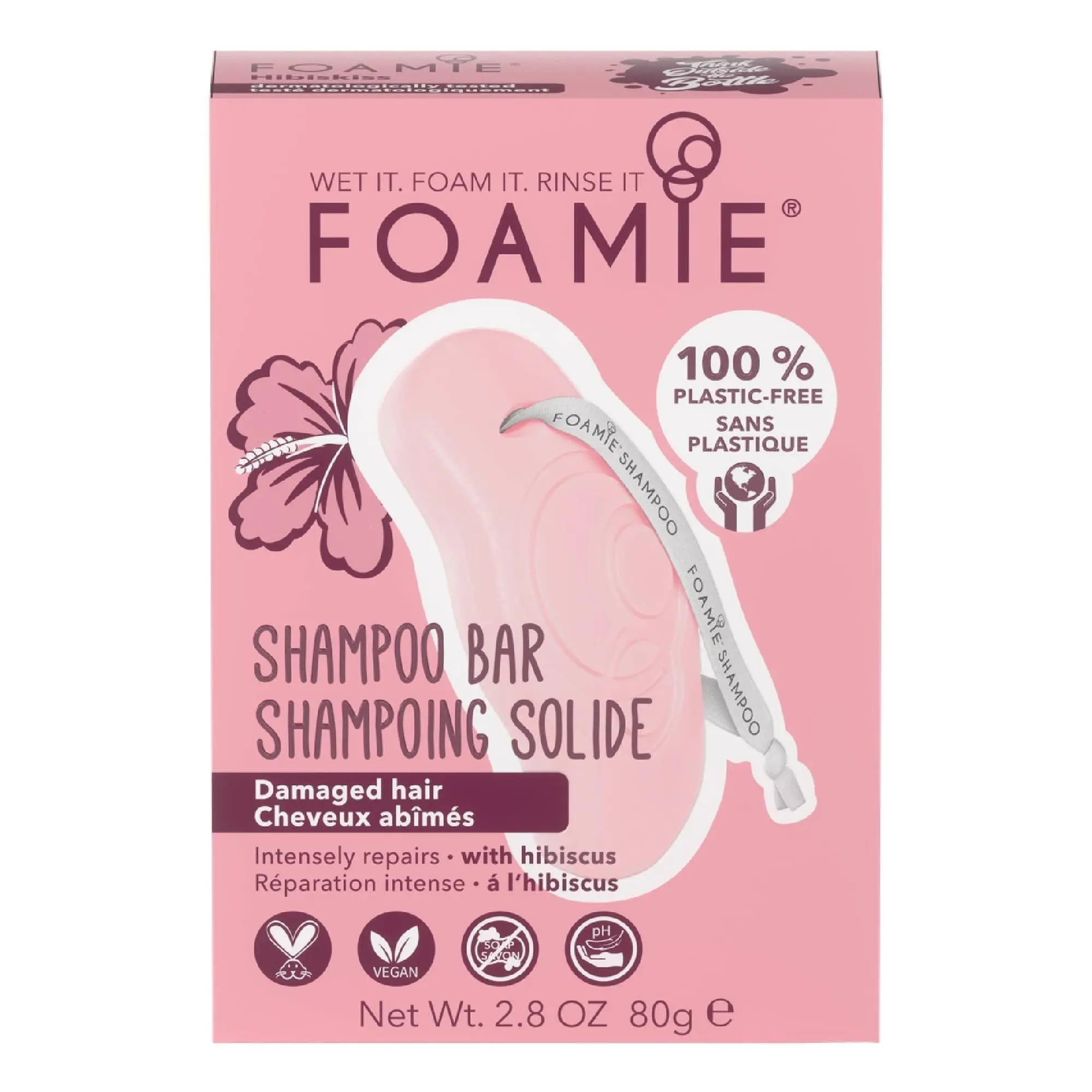 Foamie - Shampoing Solide Hibiskiss Cheveux abîmés- Soin Solide
