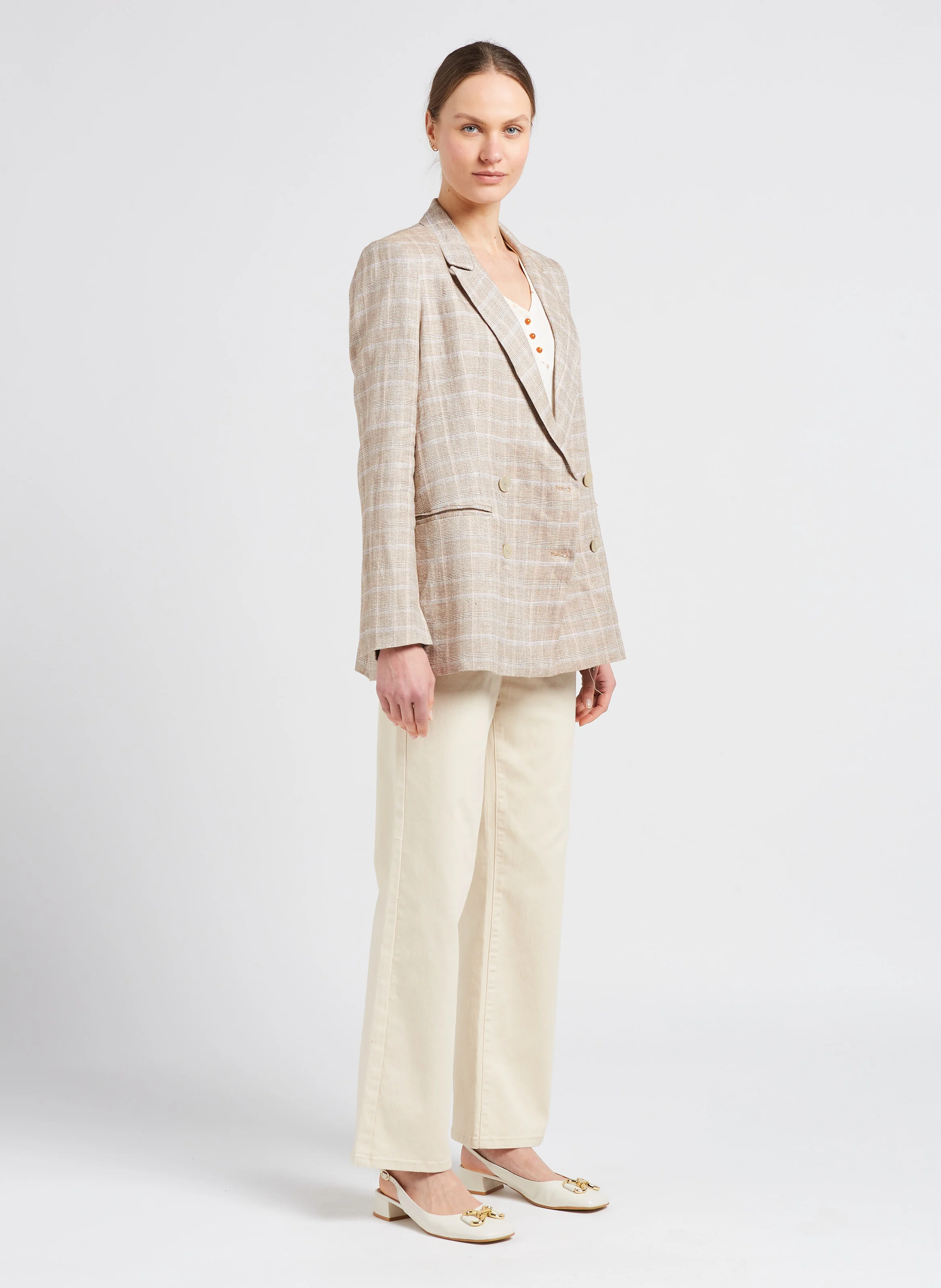 MARINA - Jean large en coton| Beige