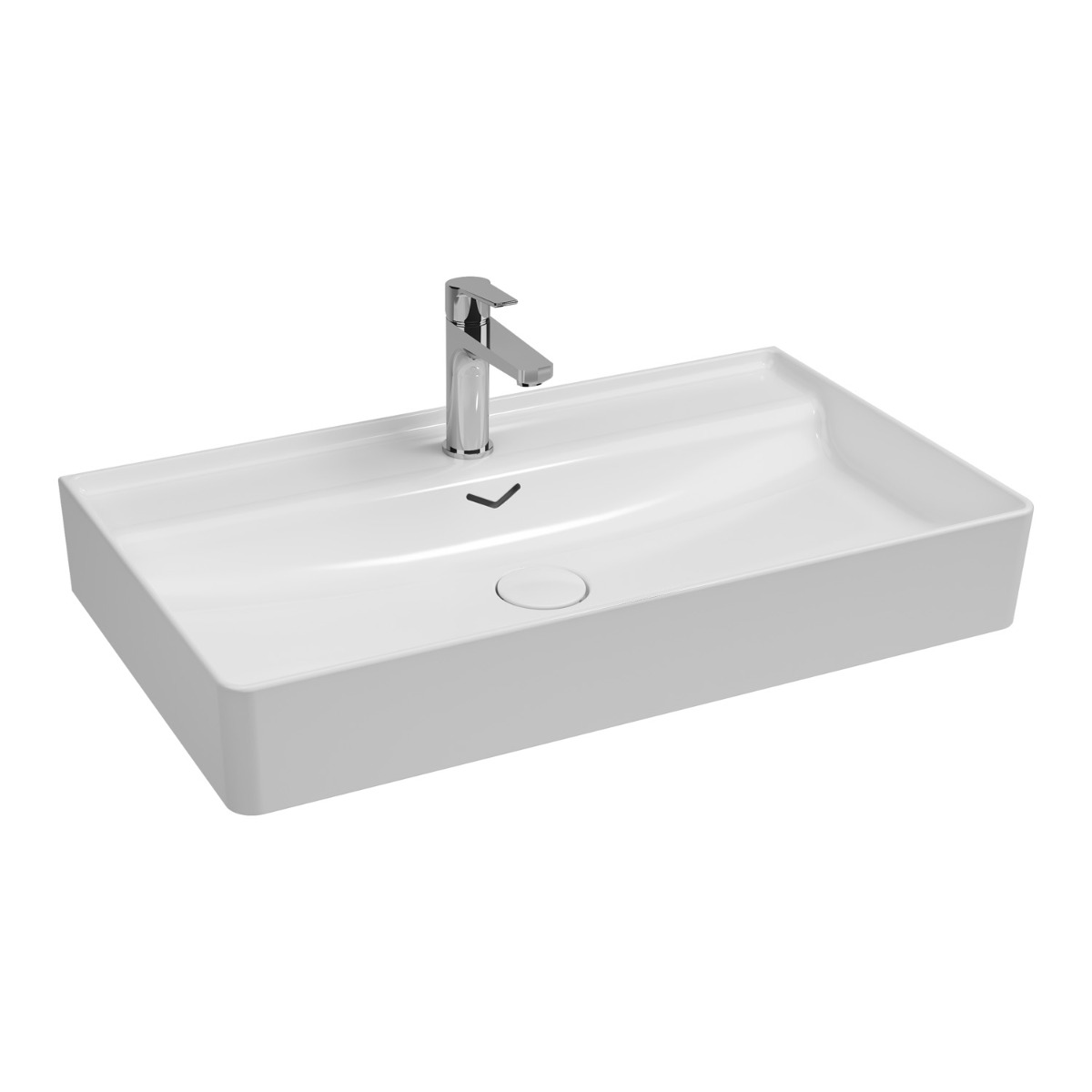Isvea Vea opbouw wastafel met kraangat 100cm wit glans