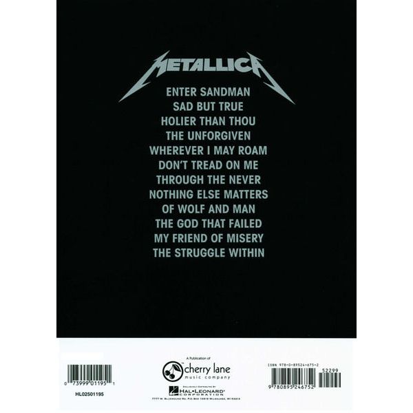Cherry Lane Music Company Metallica Black Album Gitarre
