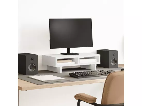 Support de moniteur blanc 50x27x15 cm bois d'ingénierie