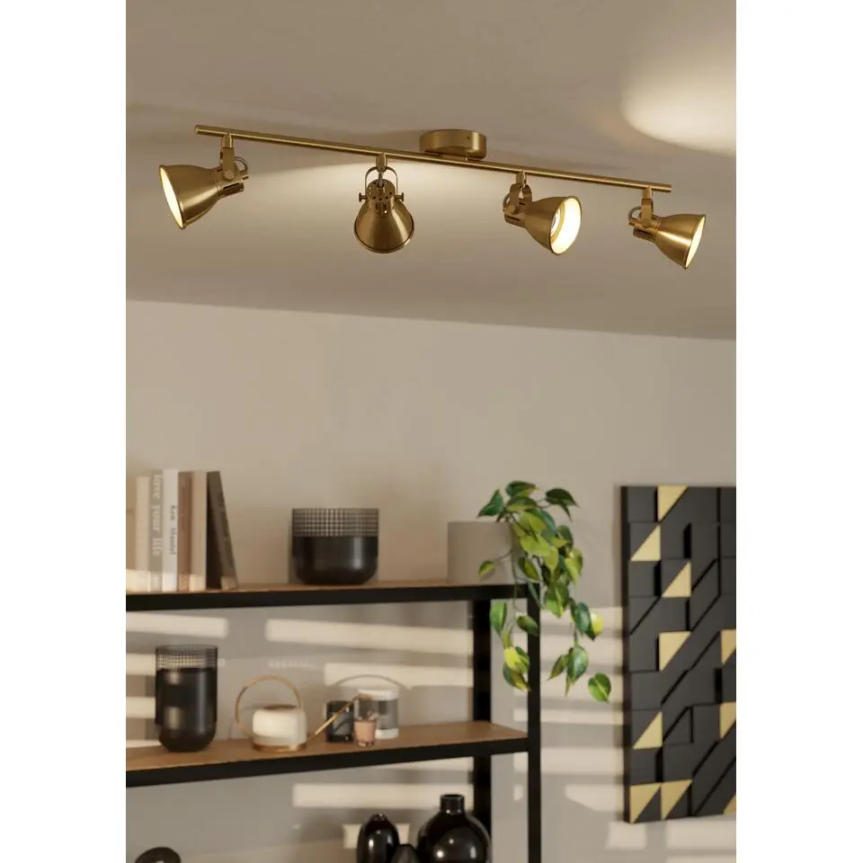 EGLO Seras Spot - GU10 - 4 lichts - 77 cm - Goud