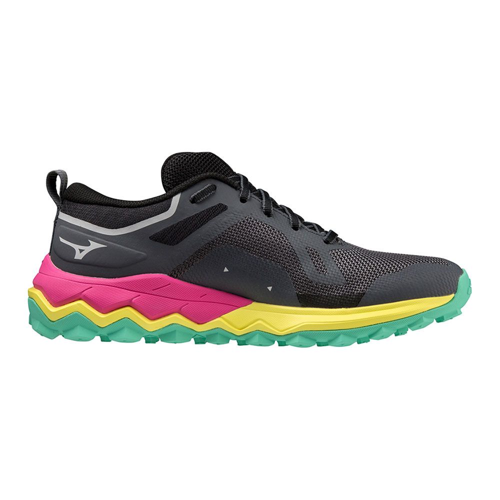 Mizuno WAVE IBUKI 4 - Chaussures trail Femme iron gate/blaz.yellow/fuchsia fed