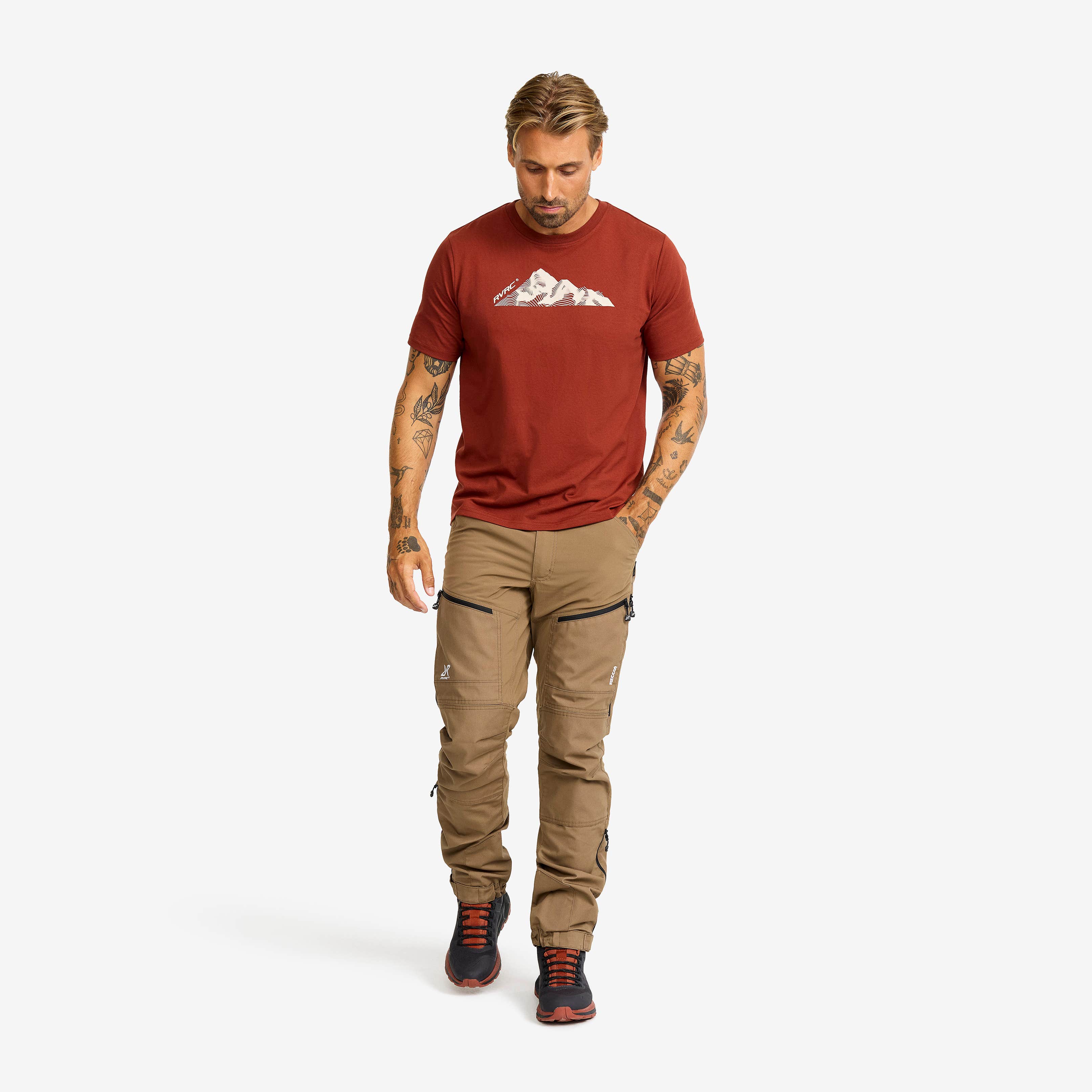 Easy Graphic Mount Lines T-shirt Herre Smoked Paprika
