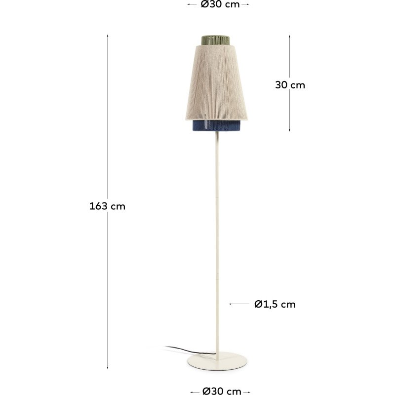 Lampadaire Yuvia en coton finition beige et bleue