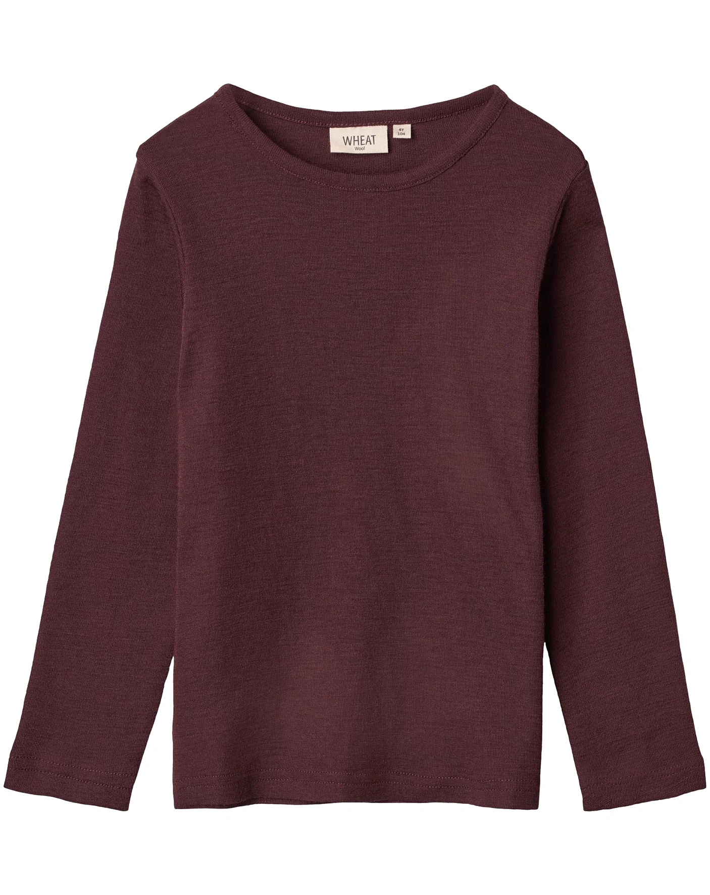 Woll-Langarmshirt BASIC in aubergine