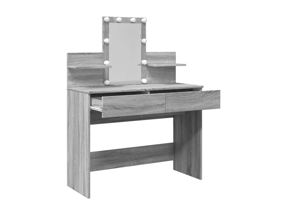 Coiffeuse avec LED sonoma gris 100x40x130 cm