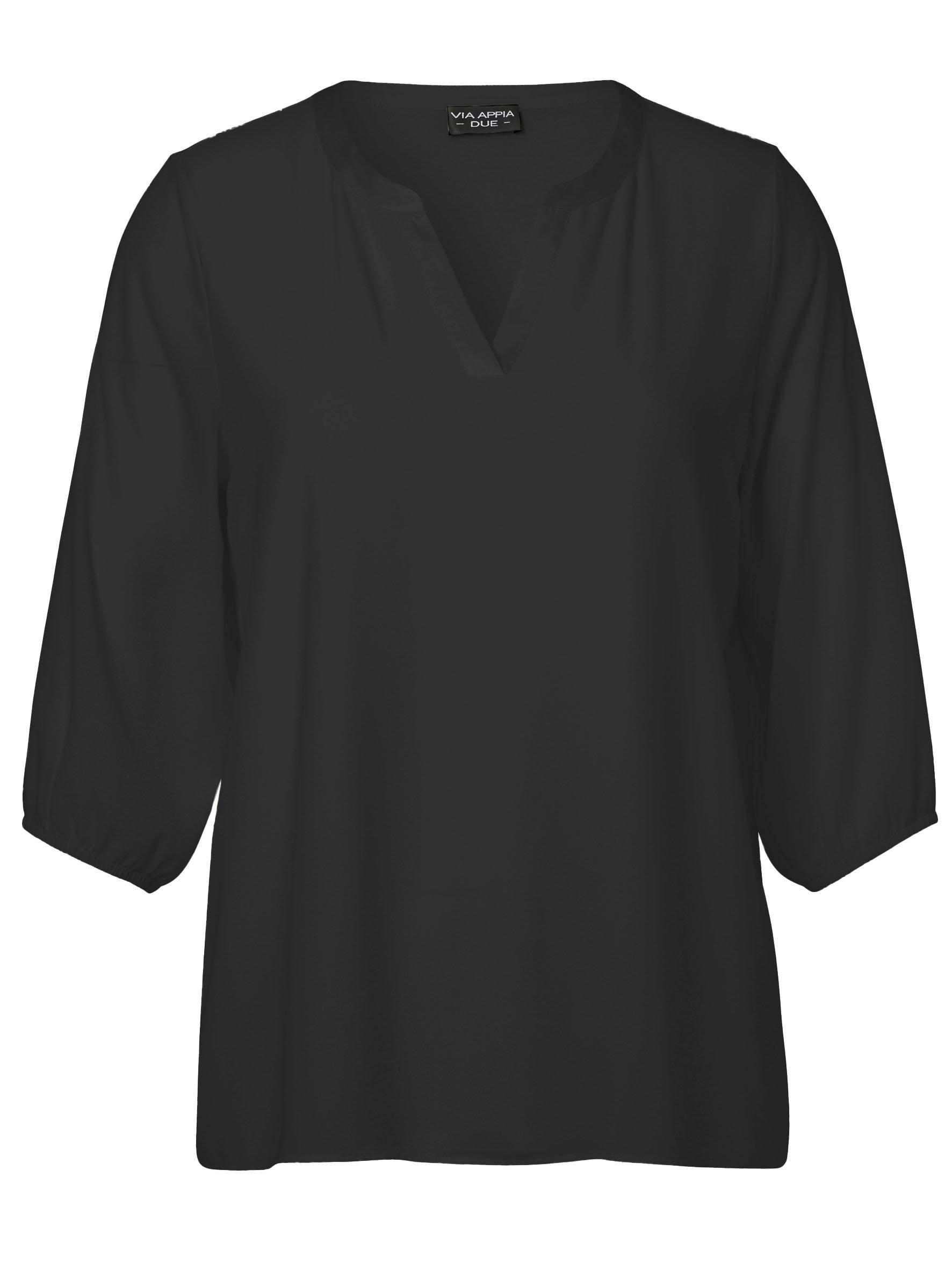 Chiffontunika mit V-Ausschnitt und 3/4-Arm